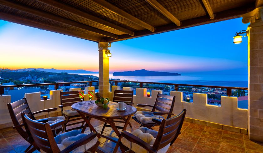 Two storey house with excellent sea view in Stalos